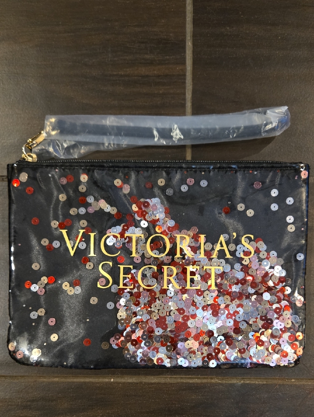 Victoria's Secret Black Sequin Wristlet NWOT